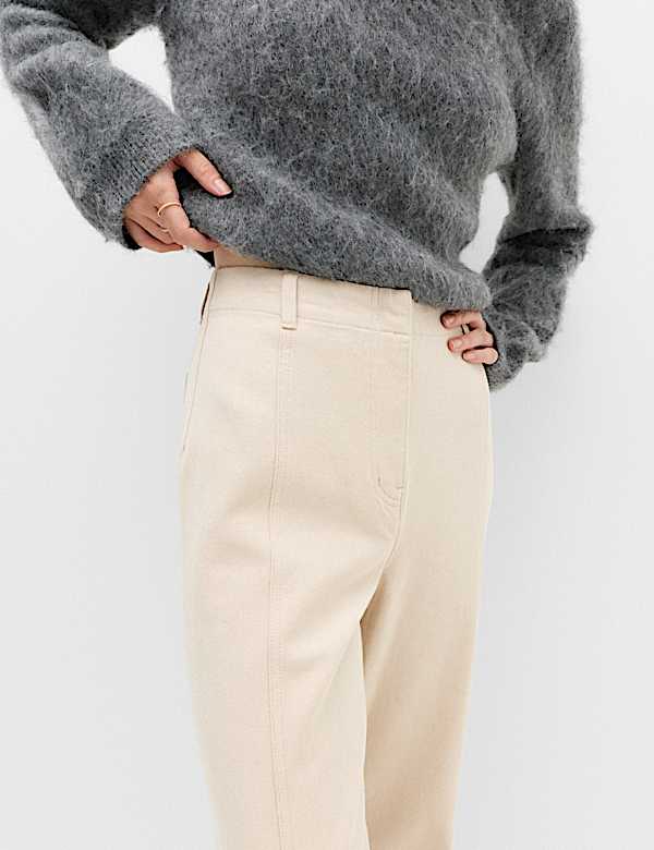 Pure Cotton Wide Leg Trousers - BE