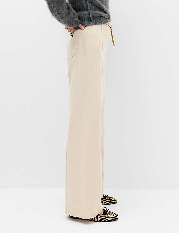 Pure Cotton Wide Leg Trousers - BE