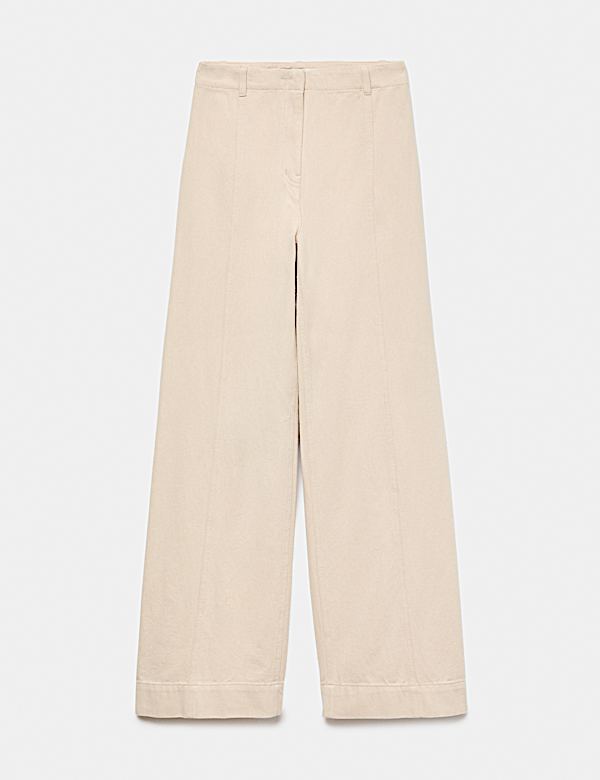 Pure Cotton Wide Leg Trousers - BE