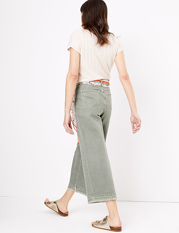 High Waisted Scarf Belt Wide Leg Jeans