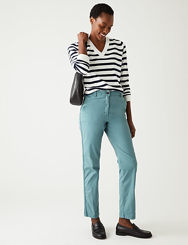 Cotton Rich Tea Dyed Slim Fit Chinos
