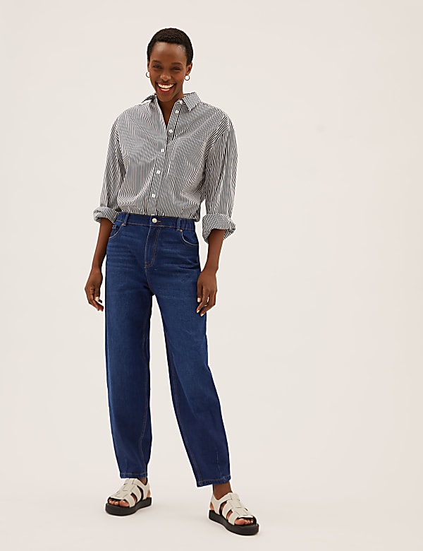 Elasticated High Waisted Balloon Leg Jeans