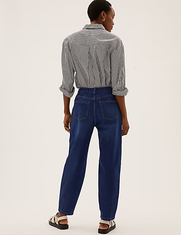 Elasticated High Waisted Balloon Leg Jeans