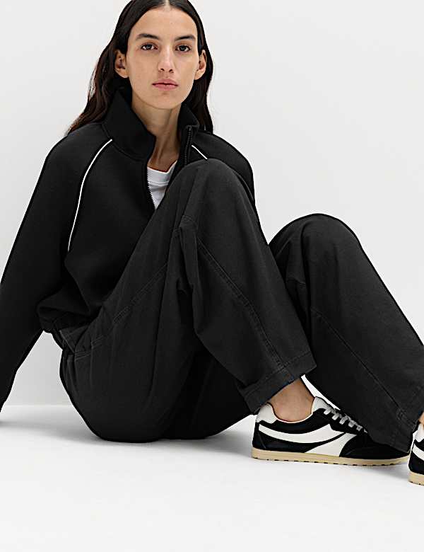 Jersey Denim Wide Leg Joggers - NL