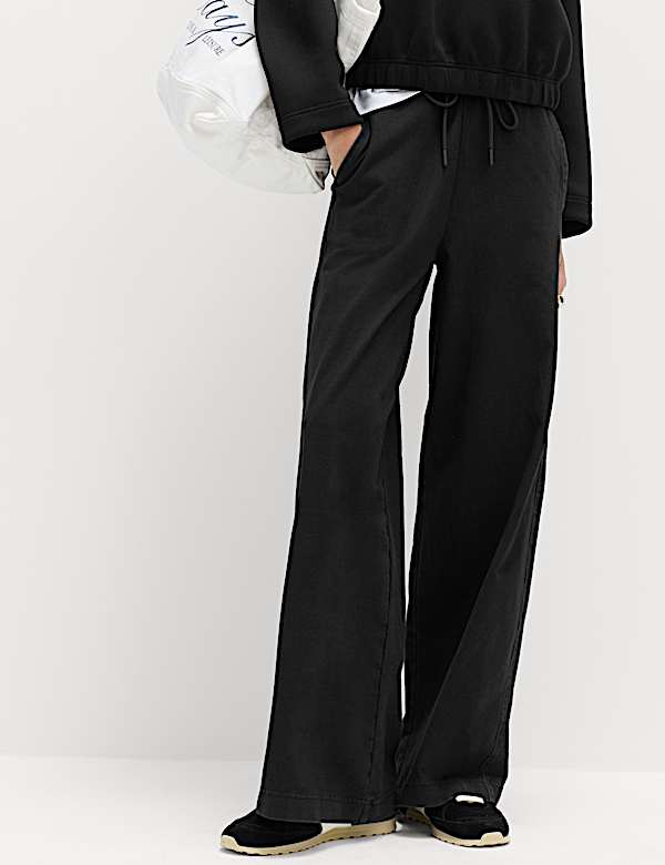 Jersey Denim Wide Leg Joggers - NL