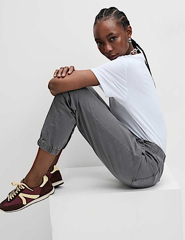 Cotton Blend Slim Fit Joggers - ES