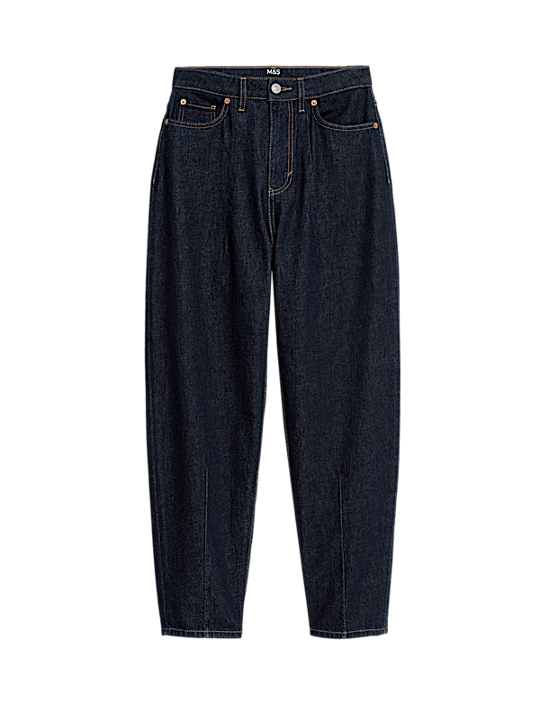 Mid Rise Dart Detail Barrel Jeans
