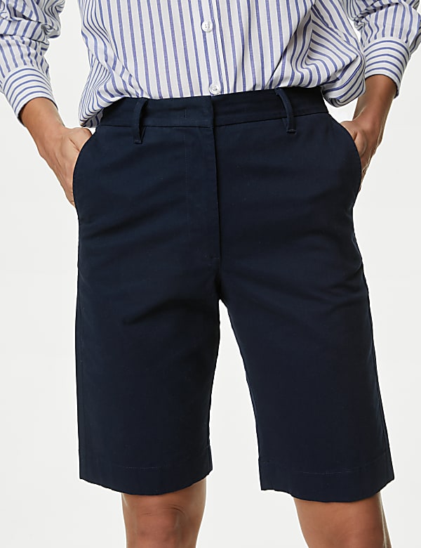 Cotton Rich High Waisted Chino Shorts