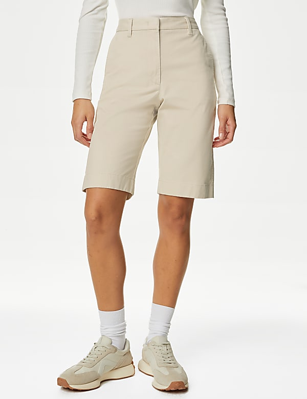 Cotton Rich High Waisted Chino Shorts