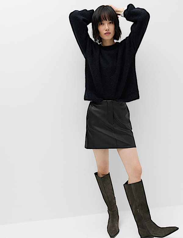 Faux Leather Mini Skirt - RO