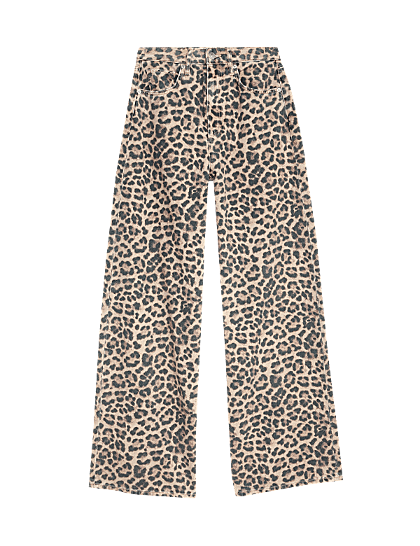 Animal Print Wide Leg Jeans