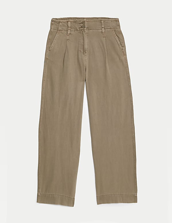 Plissierte Hose aus Lyocell&trade;-Mischgewebe mit weitem Bein - DE