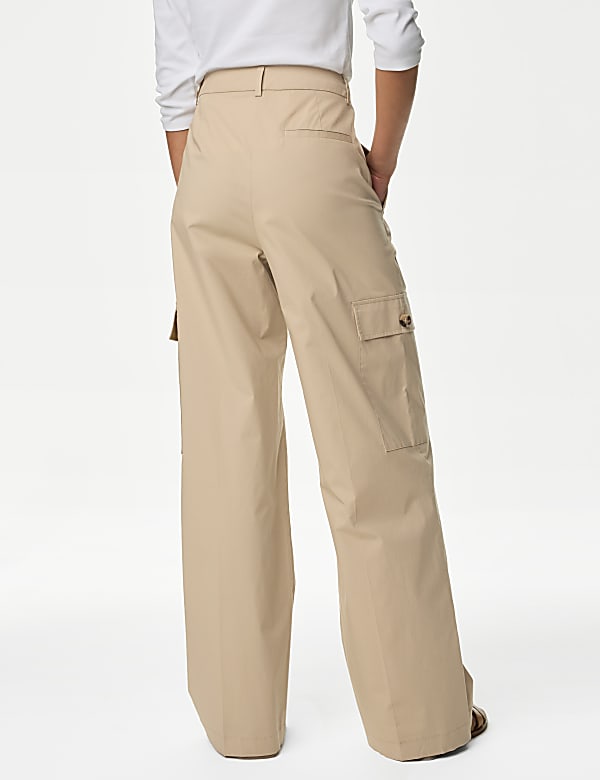 Cotton Rich Cargo High Waisted Trousers