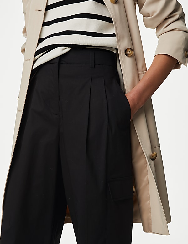 Cotton Rich Cargo High Waisted Trousers - CZ