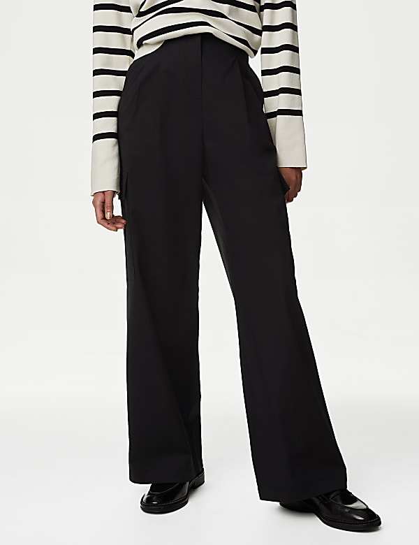 Cotton Rich Cargo High Waisted Trousers - CZ