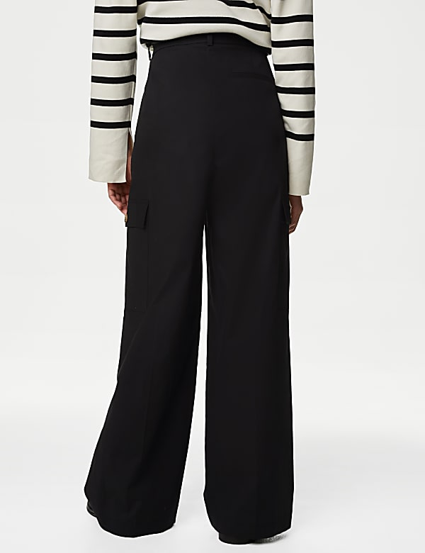 Cotton Rich Cargo High Waisted Trousers - CZ