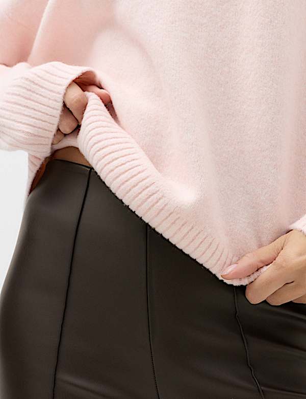 Faux Leather High Waisted Ankle Grazer Trousers - BG