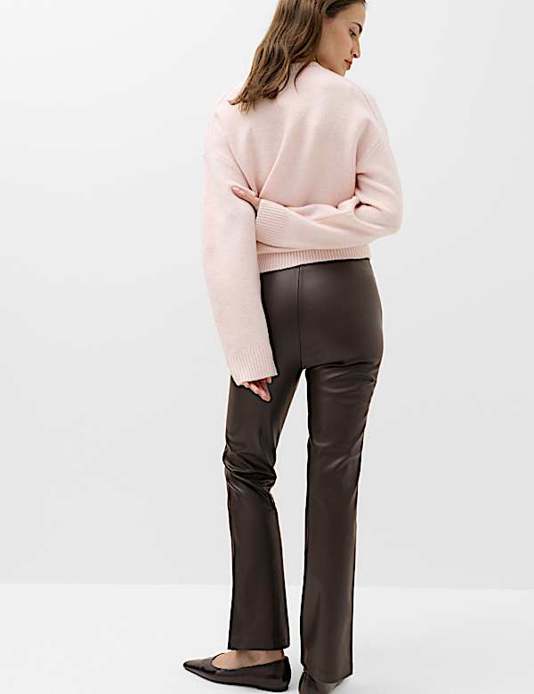 Faux Leather High Waisted Ankle Grazer Trousers - BG