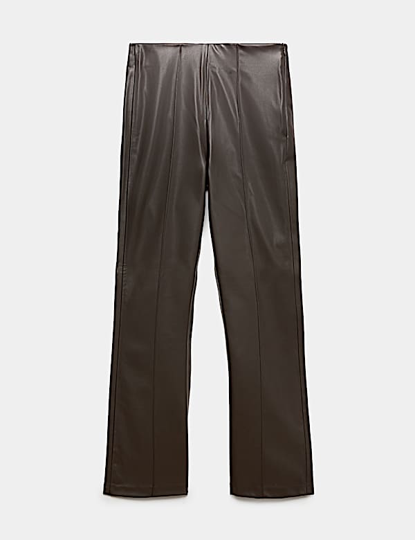 Faux Leather High Waisted Ankle Grazer Trousers - BG