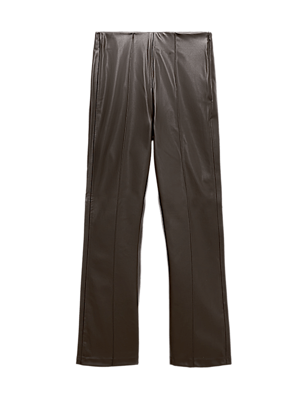 Faux Leather High Waisted Ankle Grazer Trousers