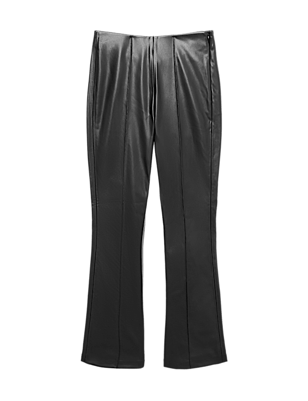 Faux Leather High Waisted Ankle Grazer Trousers
