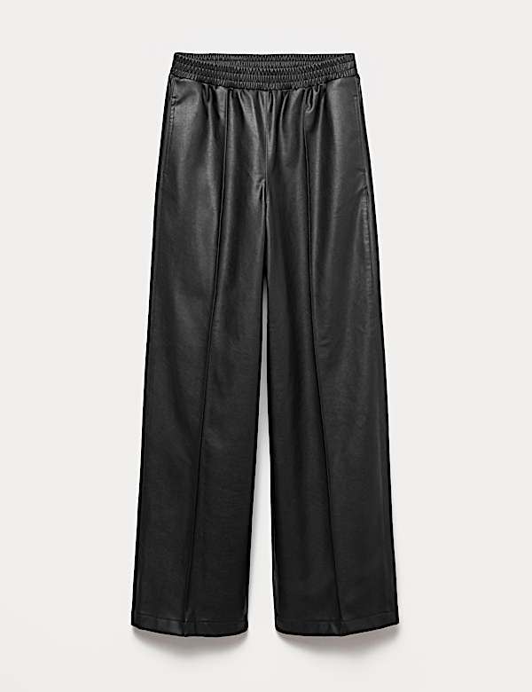 Faux Leather Wide Leg Trousers - US