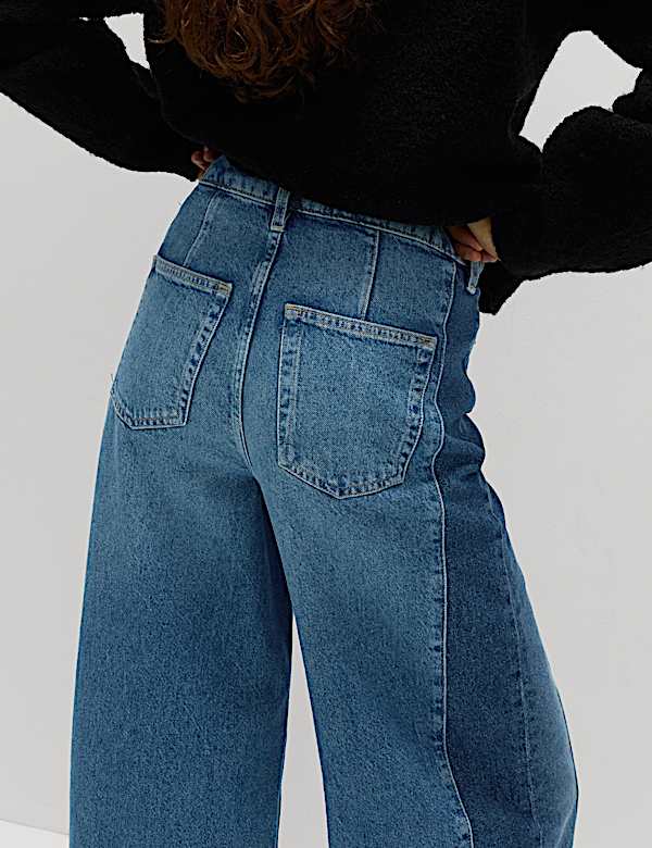 Two Toned Slouchy Wide Leg Jeans - AU