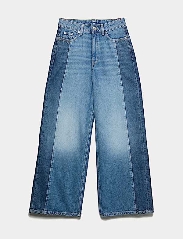 Two Toned Slouchy Wide Leg Jeans - AU