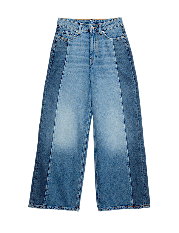 Two Toned Slouchy Wide Leg Jeans