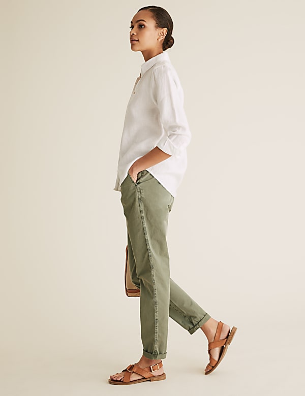 Pure Cotton Tapered Ankle Grazer Chinos
