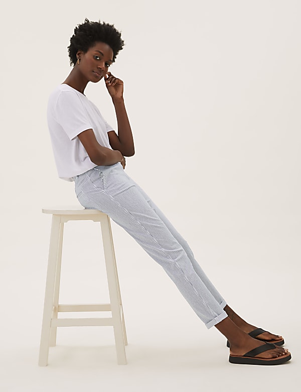 Cotton Rich Striped Tapered Chinos