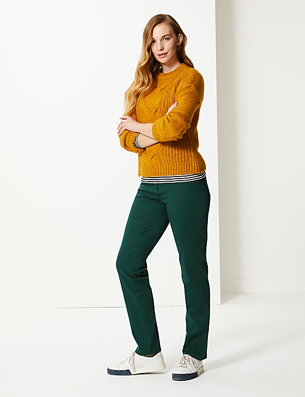 Cotton Rich Stretch Straight Leg Trousers