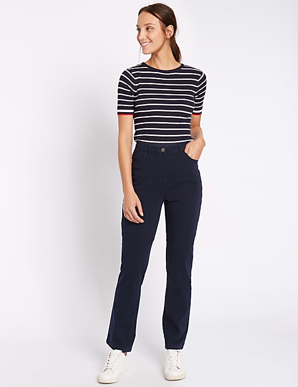 Cotton Rich Stretch Straight Leg Trousers