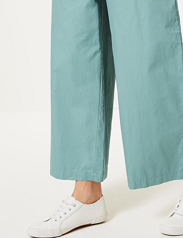 Pure Cotton Wide Leg Ankle Grazer Trousers