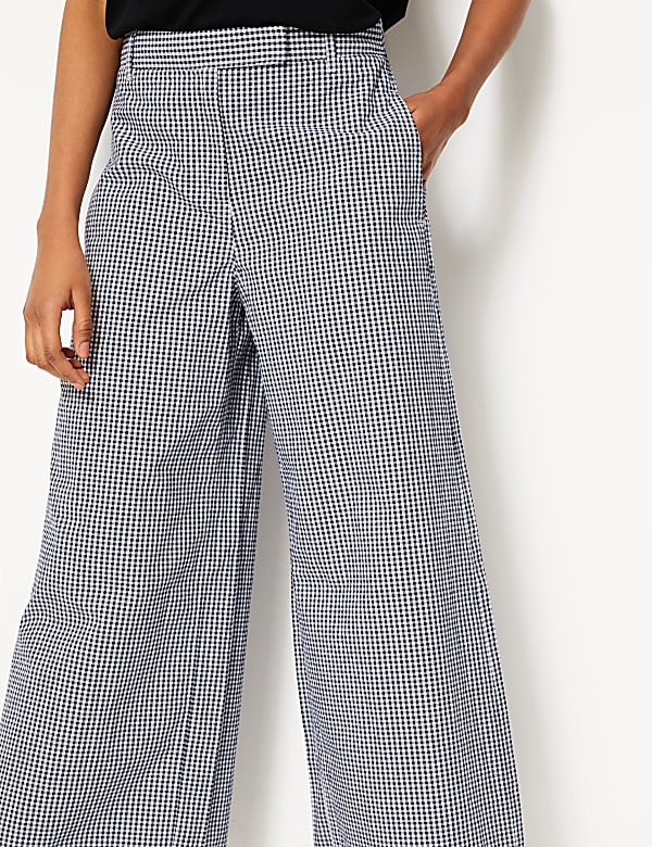 Pure Cotton Checked Cropped Culottes