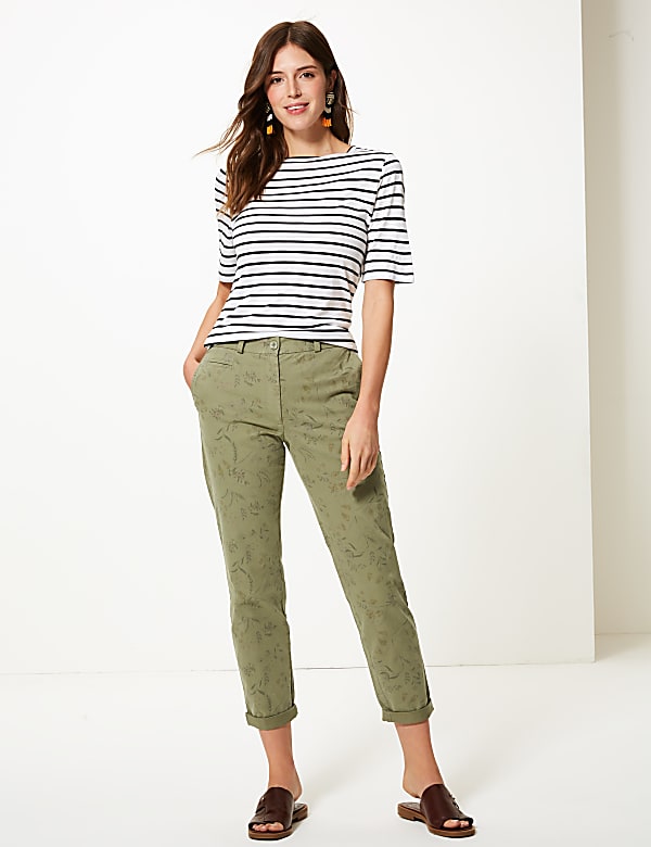 Floral Print Tapered Leg Chinos