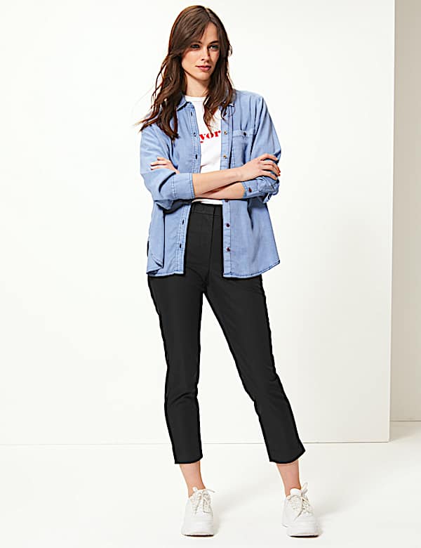 Cotton Rich Tapered Leg Ankle Grazer Chinos