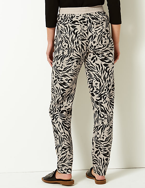 Linen Rich Animal Print Peg Trousers