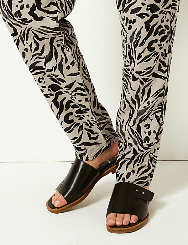Linen Rich Animal Print Peg Trousers