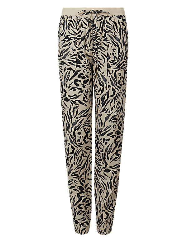 Linen Rich Animal Print Peg Trousers