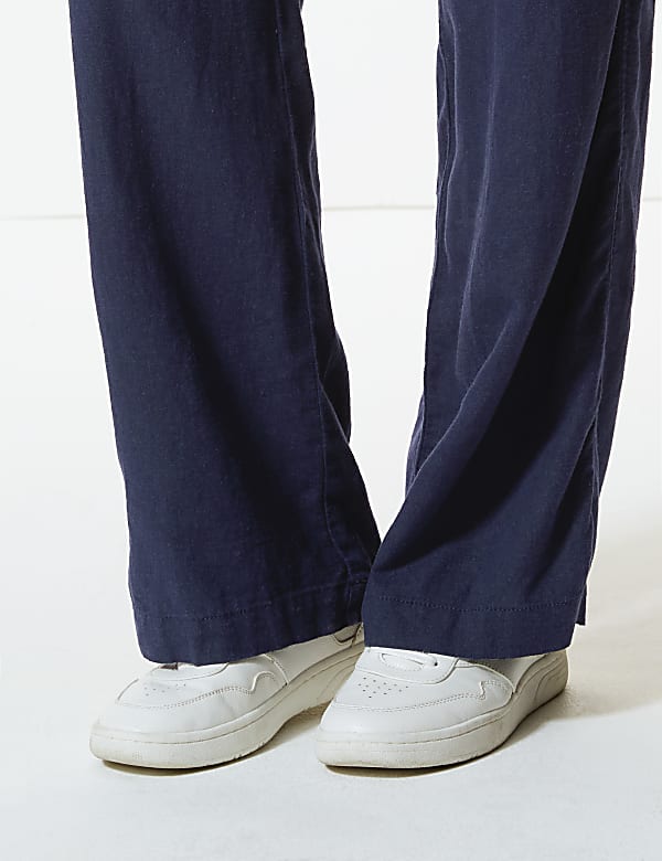 Linen Rich Wide Leg Trousers