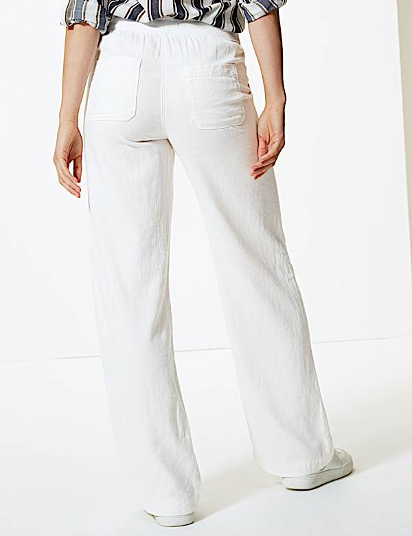 Linen Rich Wide Leg Trousers