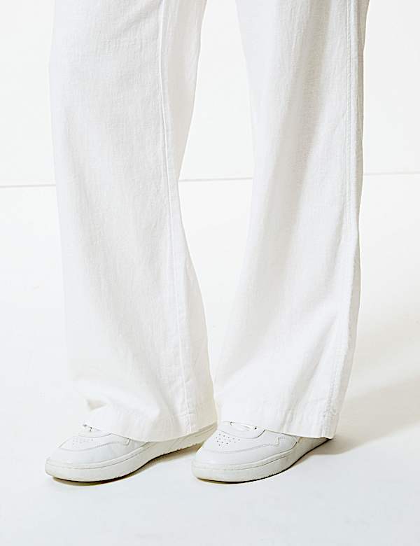 Linen Rich Wide Leg Trousers