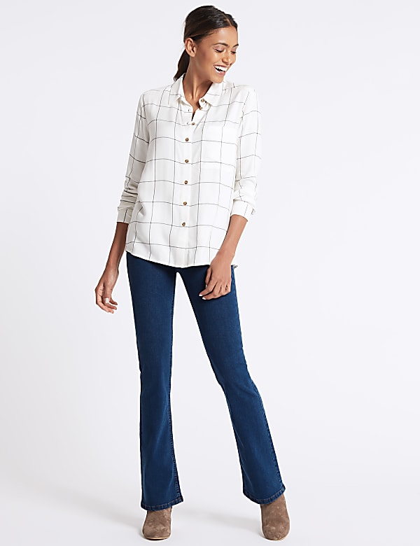Mid Rise Slim Bootcut Flared Jeans