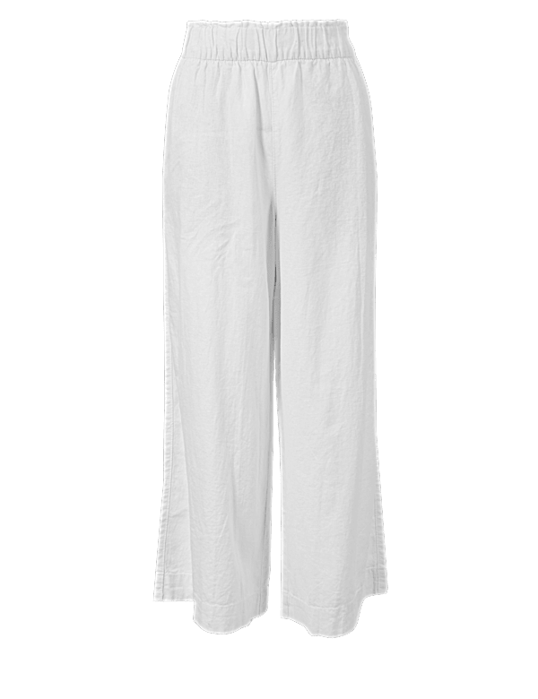 Linen Rich Wide Leg Cropped Trousers