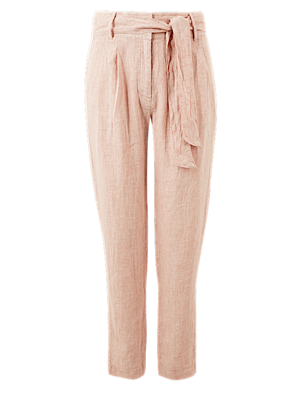 Pure Linen Ankle Grazer Peg Trousers
