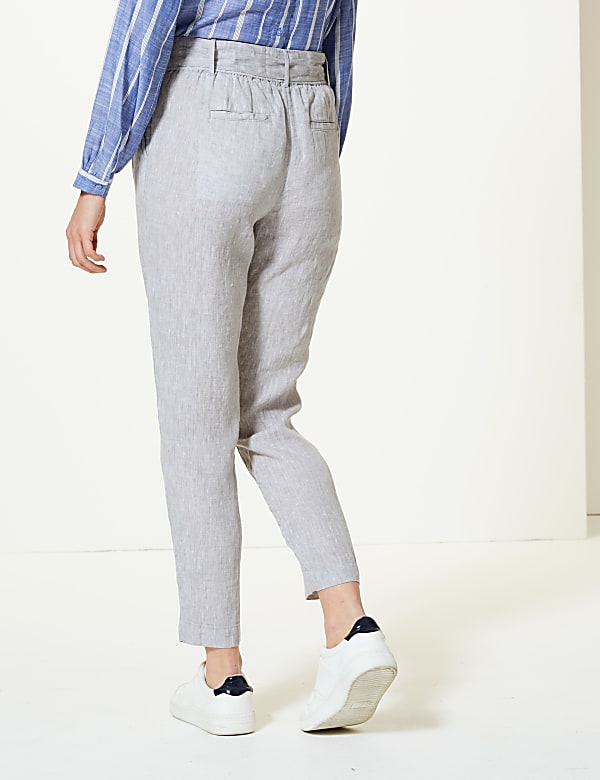 Pure Linen Ankle Grazer Peg Trousers