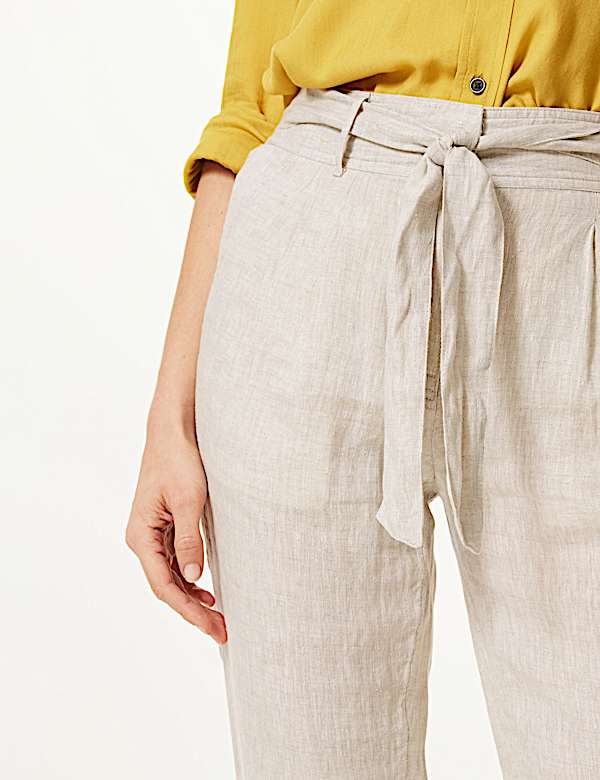 Pure Linen Ankle Grazer Peg Trousers
