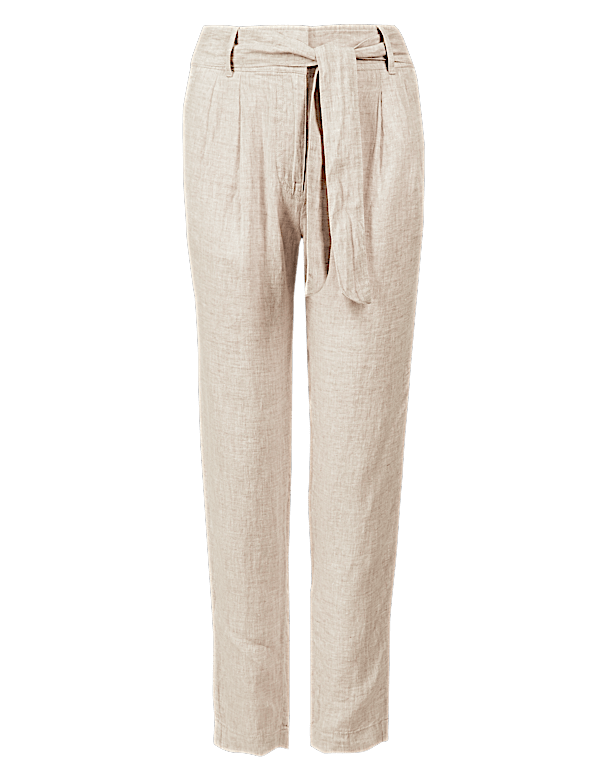Pure Linen Ankle Grazer Peg Trousers