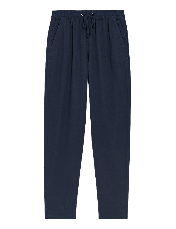 Linen Rich Tapered Ankle Grazer Trousers